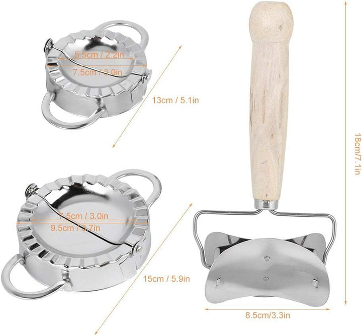 Dumpling Maker Set Knödel-Maschine Edelstahl Holz-Roll Ravioli Dumpling Maker Wrapper Pierogie Pie Q