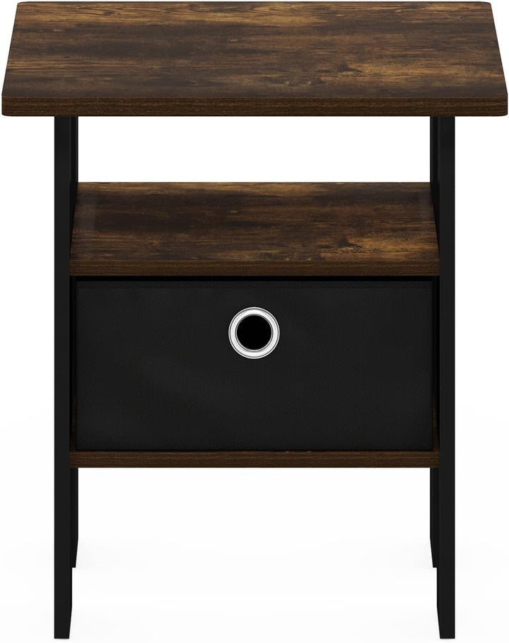 Furinno Andrey Beistelltisch Nachttisch mit Schublade, Holzwerkstoff, Amber Pine/Brown, 39.4 (D) x 3