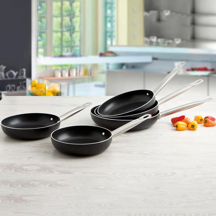 Quid Pfanne 24 cm Pro Chef Alum, Aluminium, Schwarz und Stahl, 5.49 cm, pfanne 24 cm