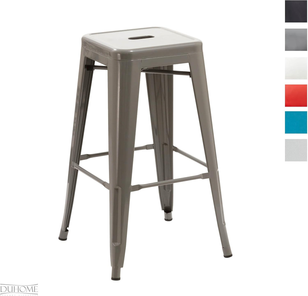 Duhome Barhocker Eisen Barstuhl, Sitzhöhe 76cm Tresenhocker, Stapelbar Metall Bistrohocker mit Fusss