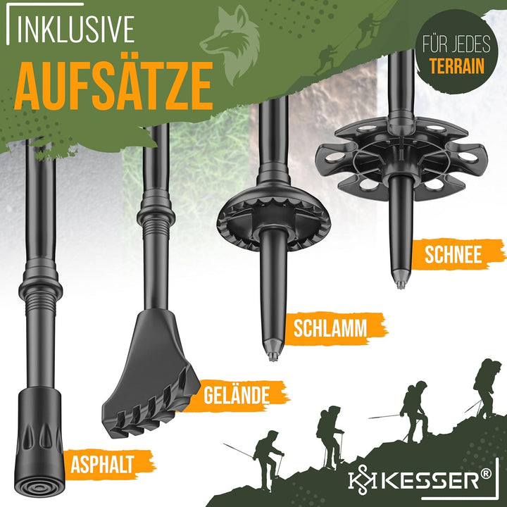 KESSER® Wanderstöcke Aluminium oder Carbon mit Korkgriff | Nordic Walking Stöcke für Damen & Herren