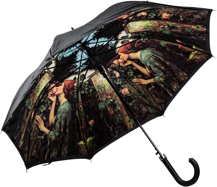 LUCKYWEATHER Regenschirm Stockschirm Damen Motiv Sweet Roses Auf-Automatik Double Layer I Stockregen