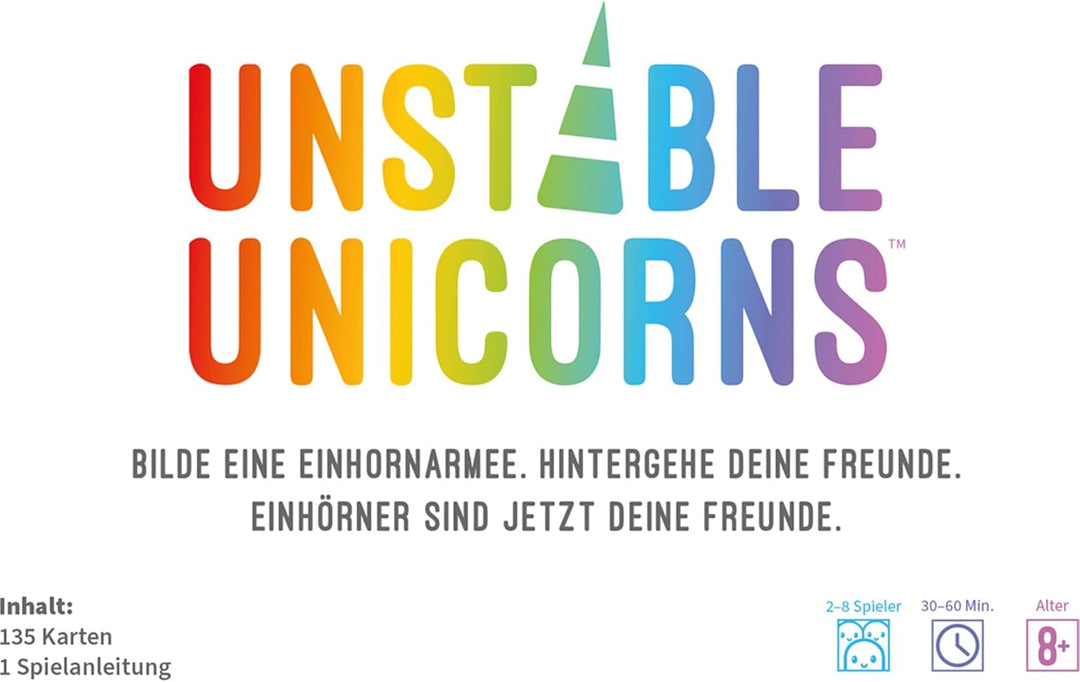 Unstable Games, Unstable Unicorns, Grundspiel, Partyspiel, Kartenspiel, 2-8 Spieler, Ab 8+ Jahren, 4