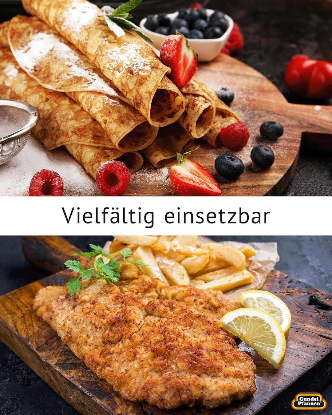 3er-Set Original Gundel Bratpfannen INDUKTION, Ø 20, 24, 28 cm, PFOA-frei, Akku-Therm Boden, abnehmb