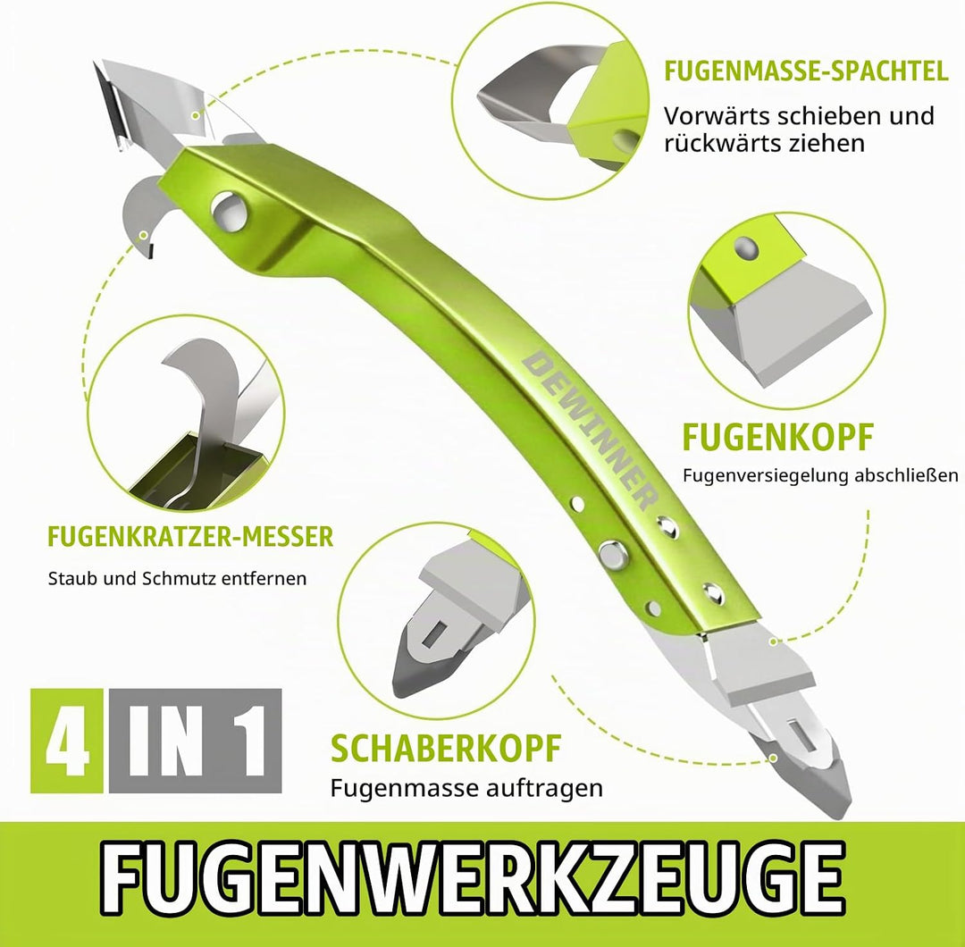 4-in-1 Edelstahl Remover Tool Set, DEWINNER Fugen-Kratzer-Set, Edelstahl-Dichtungs-Finishing Glätten