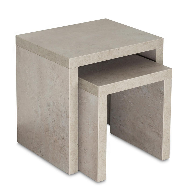 levandeo 2 Satztisch Betonoptik B x H x T: 44x44x36cm Grau Holz Beistelltisch Keine Montage fest ver