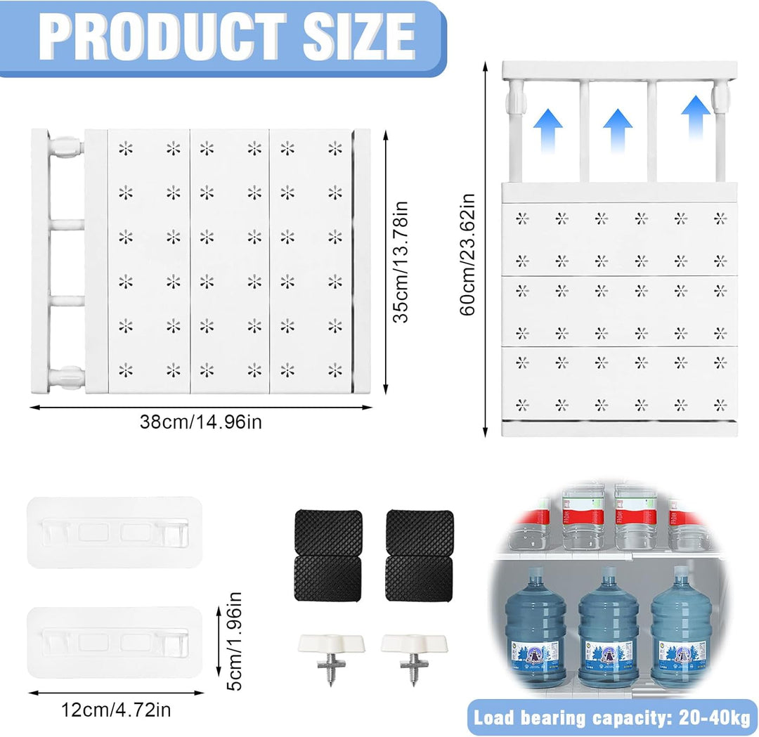 Verstellbare Einlegeböden Schrank - 35cm Weit, Verstellbare Länge 38-60cm - Erweiterbares Einlegeböd