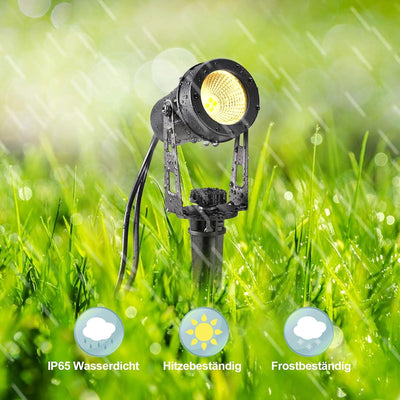 Greenclick Gartenbeleuchtung LED, 15m 4er Gartenstrahler mit Strom Erdspiess, 12V 3W 1200lm Gartenle