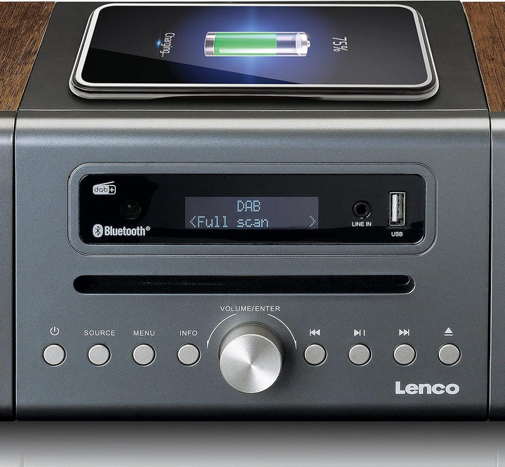 Lenco MC-175 Kompaktanlage - DAB+ und FM - CD/MP3 Player - Bluetooth - 2 x USB - QI Lader - 2 x 20 W