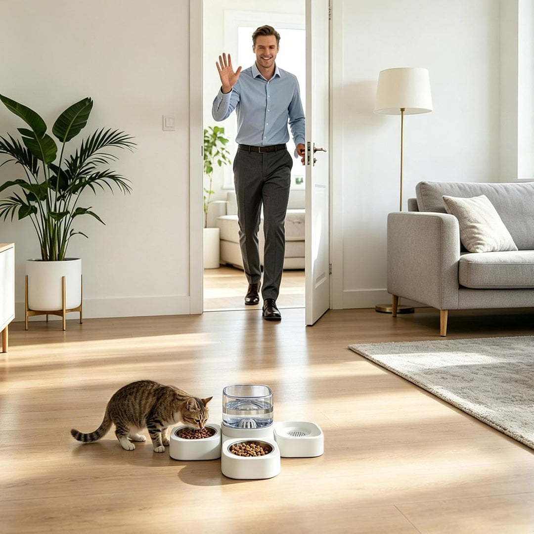 Automatischer Katzenfutter- und Wasserspender Auslaufsicher mit abnehmbarem | Automatischer -Wassers