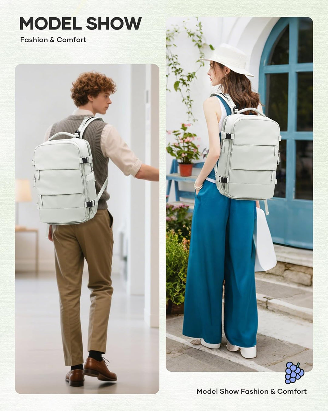 SZLX Grosser Reiserucksack Damen,Vakuum Rucksack mit Pumpe Ryanair Handgepäck 40x30x20 Herren, Wizza