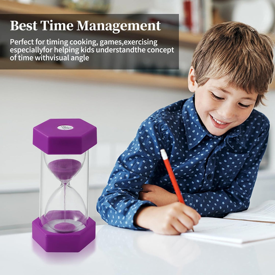 6 Stück Bunter Sanduhren für Kinder, Buntes Sanduhren Set 1/3/5/10/15/30 Minuten, Zeitmesser Sanduhr