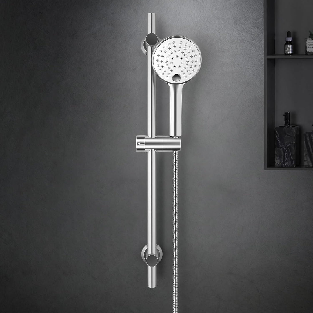 Görbach Duschset Duschbrause mit Schlauch und Halterung, Brausestangeset 0.7m Chrom Duschstange mit