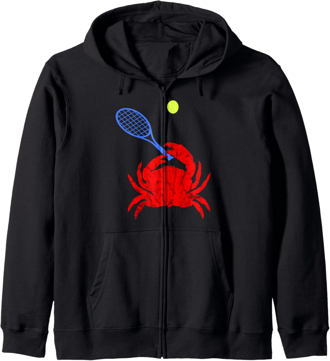 Tennis Krabbe Lustiger Tennis Spieler Krebs Krustentier Kapuzenjacke