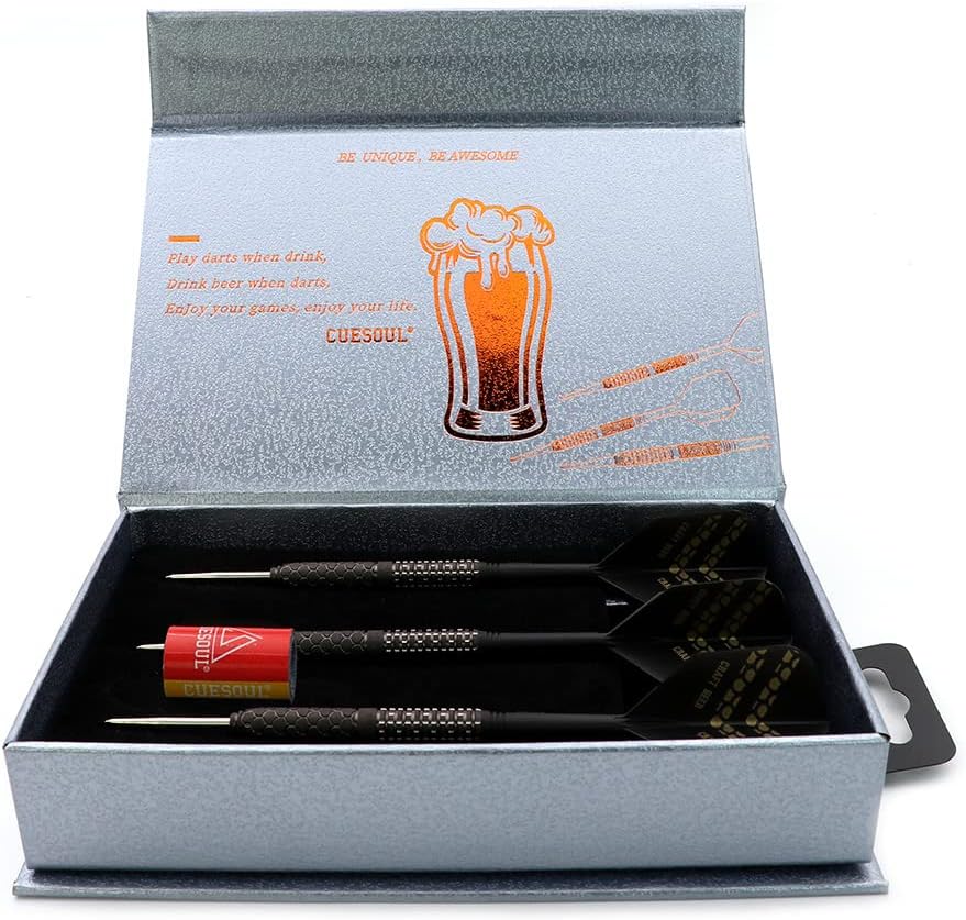 CUESOUL Steel Tip 90% Tungsten Dart Set mit Ölfarbe Finish und ROST Flights 23g CRAFT BIER-1, 23g CR