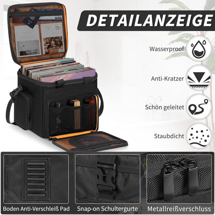 Vinyl Tragetasche für Schallplatten,Wasserfeste Aufbewahrungstasche für Schallplatten für 7/10/12 Zo