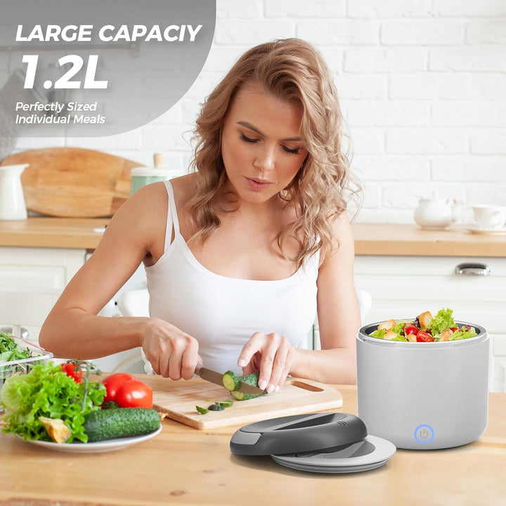 100W Elektrische Lunchbox Erwachsene, 1.2 L Thermo Lunch box mit Besteck und Isolierter Lunchbeutel,