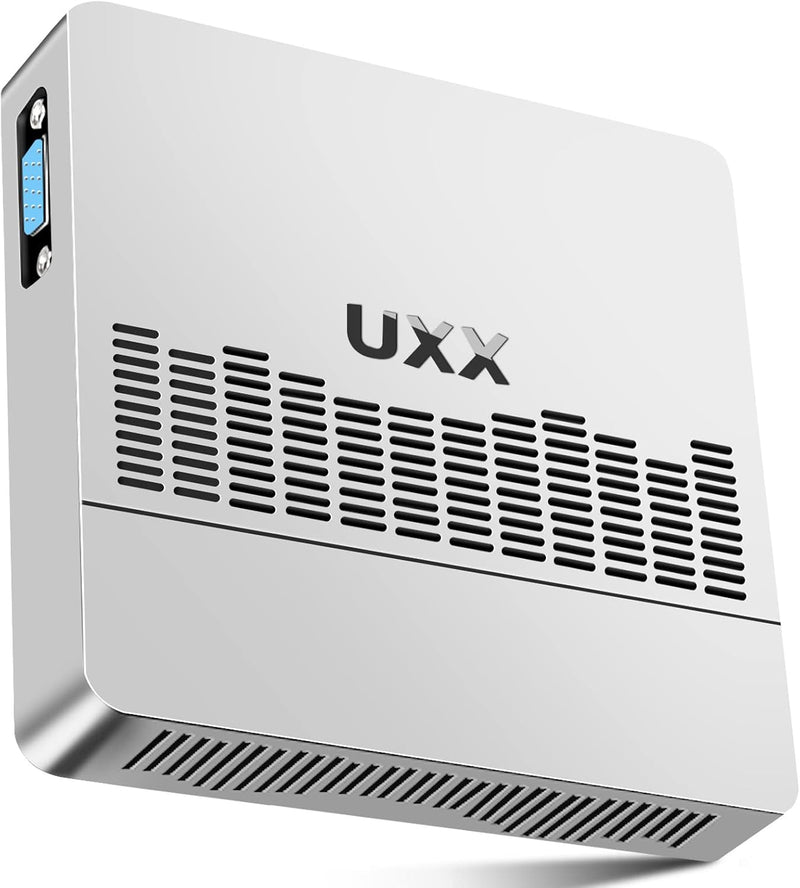 UXX Mini PC Unterstützung 512GB M.2 SSD Erweiterung, N3350 Micro Desktop Computer 64GB eMMC, Gaming