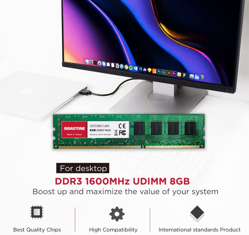 【DDR3 RAM】 GIGASTONE 32GB Kit (4x8GB) DDR3/DDR3L 1600MHz (1333MHz) PC3-12800 (PC3-10600) CL11 1.35V/