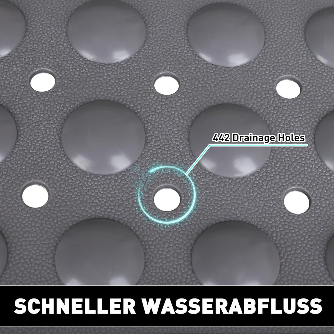 Mofonky Gross Duschmatte rutschfest 80x120cm: Weich TPE Duscheinlage mit Ablauflöchern und Saugnäpfe