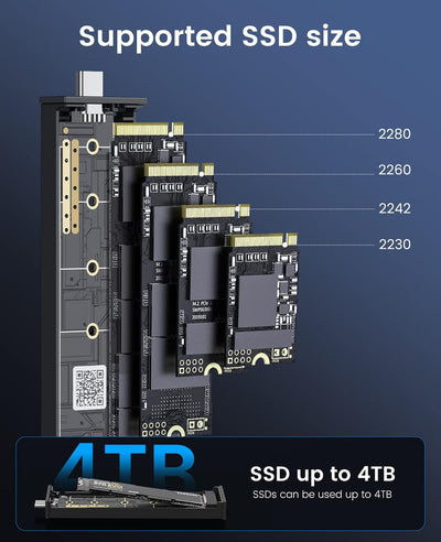 ORICO M.2 NVMe SATA SSD Gehäuse, USB3.2 USB-C 10Gbps Werkzeuglos Aluminium-Adapter für M.2 PCIe NVMe