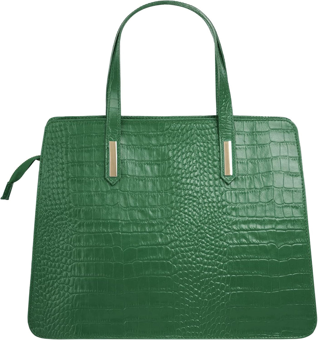 Handtasche Echt Leder Damen Made in Italy, Smartphonefach, Kroko-Design, elegante Umhängetasche, Dam