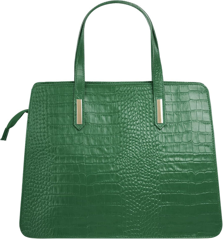 Handtasche Echt Leder Damen Made in Italy, Smartphonefach, Kroko-Design, elegante Umhängetasche, Dam