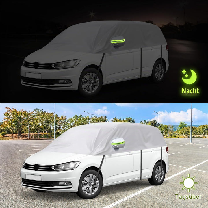 Autoabdeckung Wasserdicht Ersatz für VW Touran 2015-2024, Sonnenfest Hälfte Autoabdeckung, Halbgarag