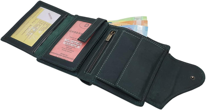 myledershop Vollrindleder Damen Hochformat Geldbörse/Geldbeutel/Portemonnaie mit Aussenriegel und RF