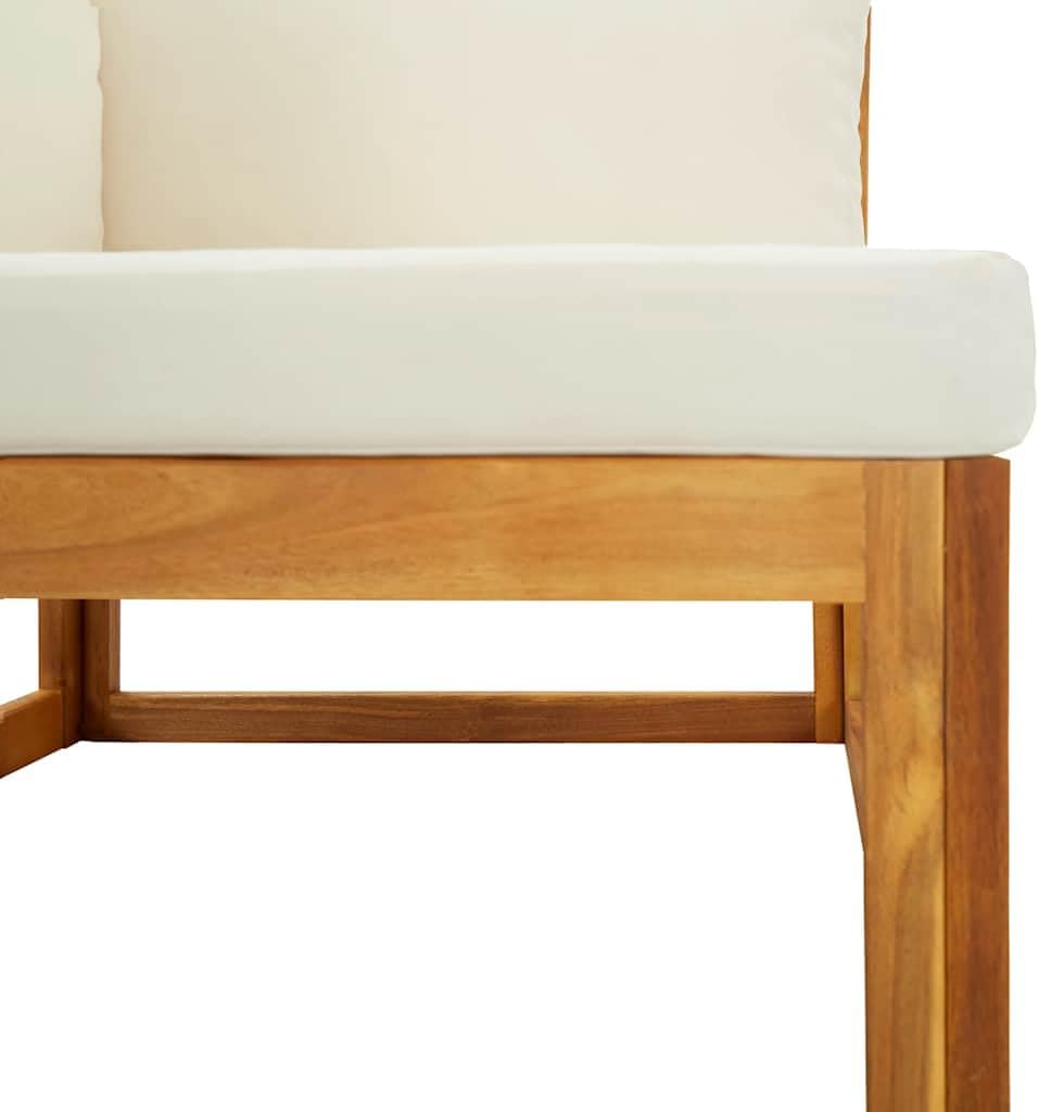 vidaXL Akazienholz Massiv Modular Ecksofa mit Cremeweissen Kissen Sofa Lounge Gartensofa Sessel Gart