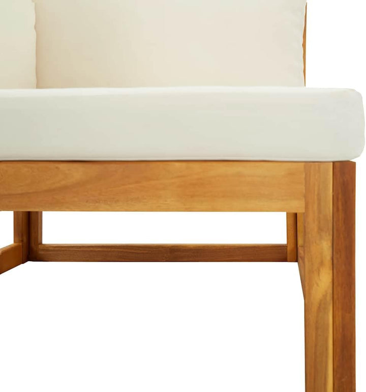 vidaXL Akazienholz Massiv Modular Ecksofa mit Cremeweissen Kissen Sofa Lounge Gartensofa Sessel Gart