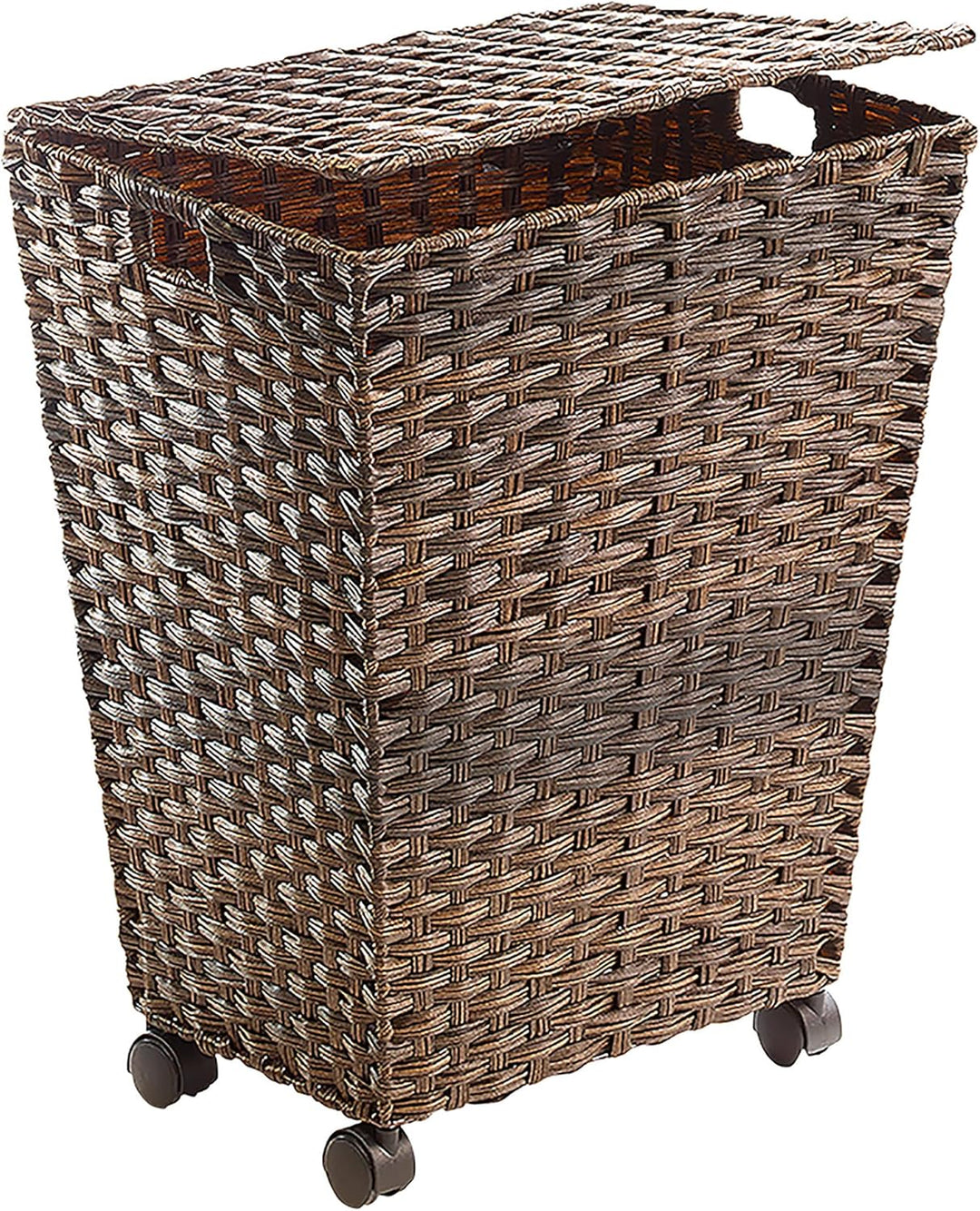 Kobolo Wäschebehälter mit Rollen aus braunem Polyrattan