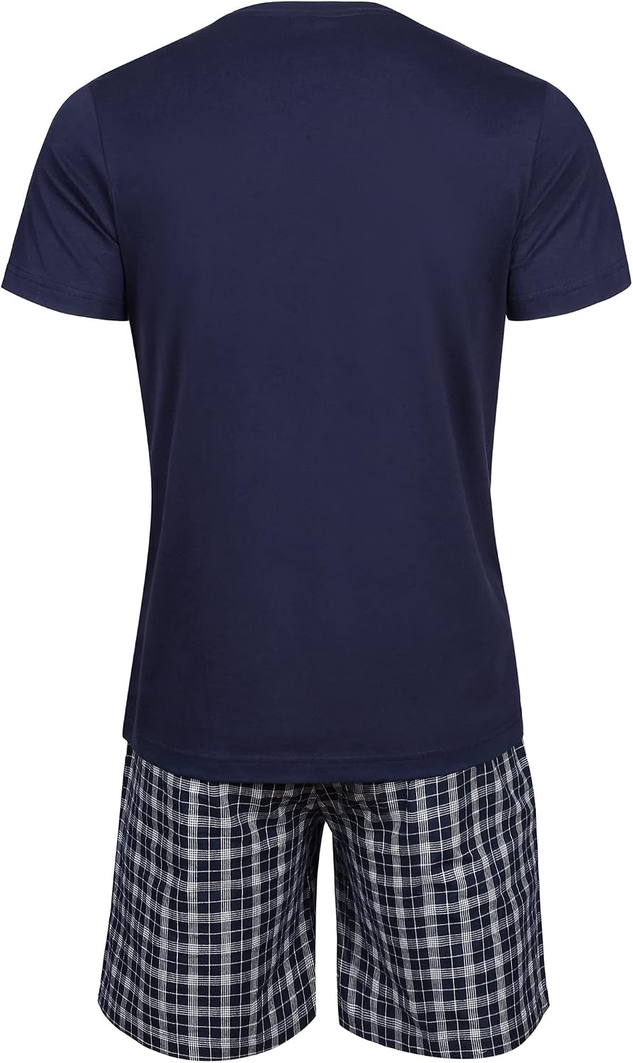 Schlafanzug Herren Kurz Pyjama 100% Baumwolle Kurzarm Nachtwäsche Nightwear Set mit Rundhals Design