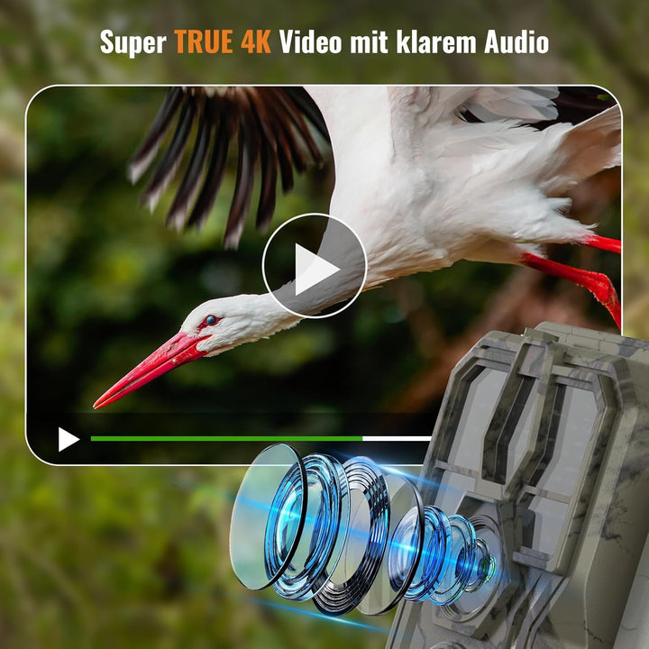 GardePro A50 4K Wildkamera mit 32 GB SD-Karte, 64MP, Wildkamera mit Bewegungsmelder Nachtsicht bis 3