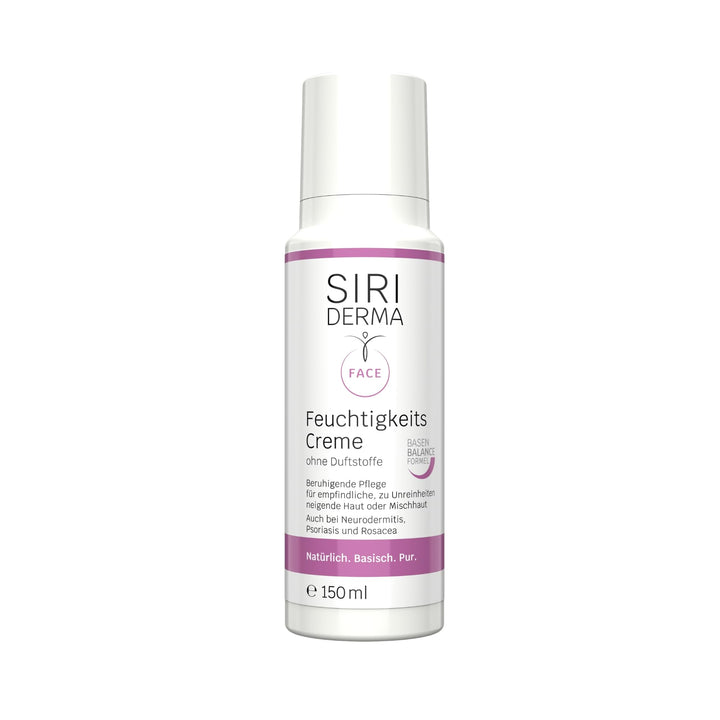 SIRIDERMA Basische Feuchtigkeitscreme | 150 ml | Ohne Duftstoffe | Pflege für empfindliche Mischhaut