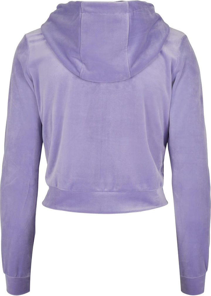 Urban Classics Damen Ladies Short Velvet Zip Hoody M Lavender, M Lavender