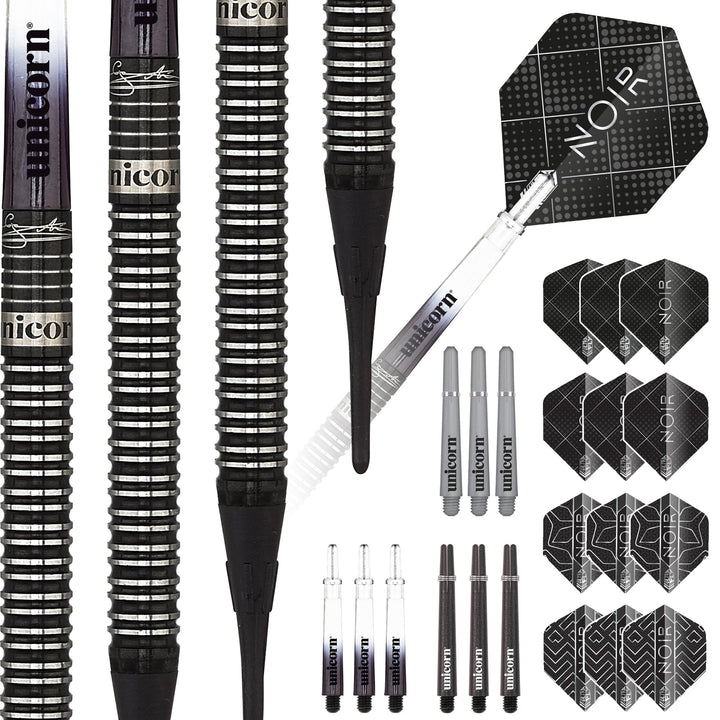 Unicorn Soft Tip Darts Set | Gary 'The Flying Scotsman' Anderson Noir Phase 3 & 5 | 70% & 90% Tungst