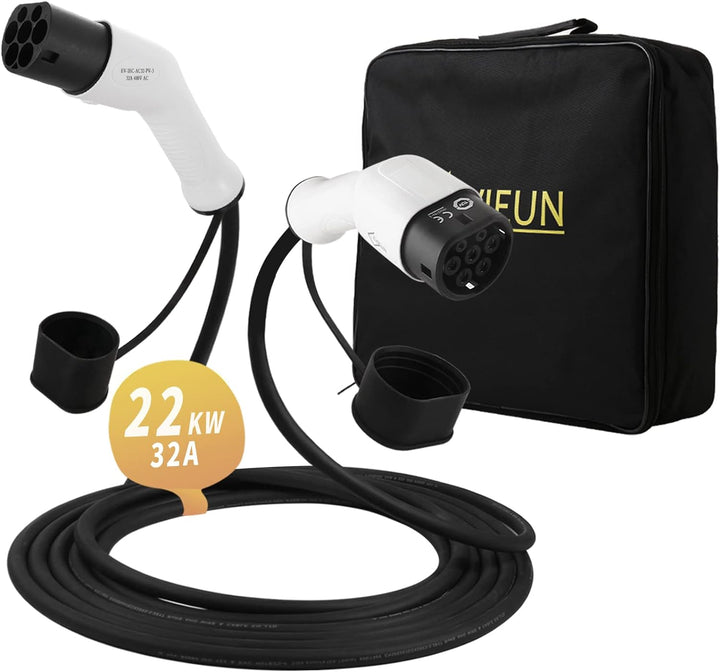 EVIEUN Typ 2 Ladekabel 22kW 3-Phasig 32A, 5m Mode 3 Ladekabel Typ 2 auf Typ 2 für alle Elektrofahrze