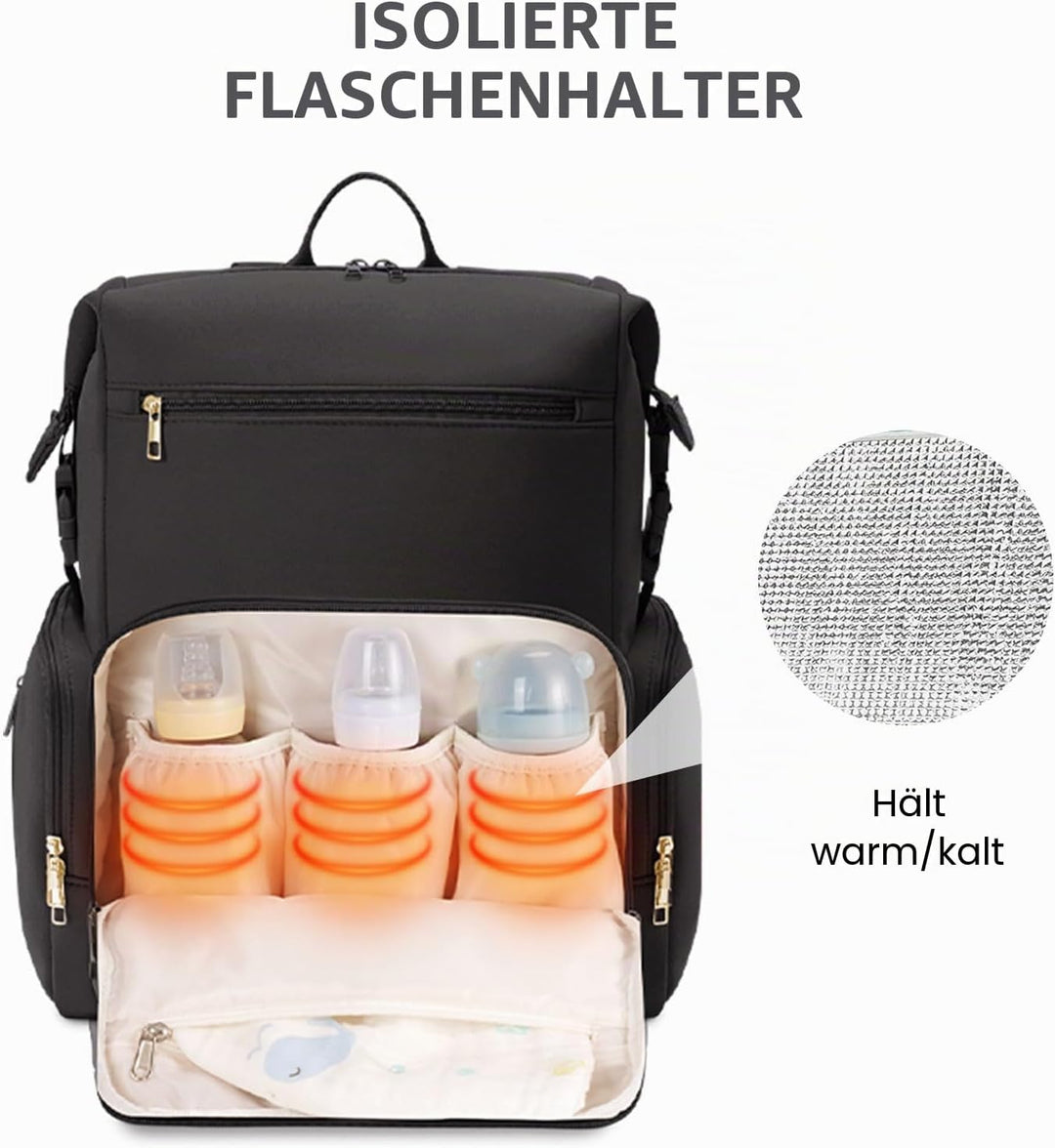 CEI-CEI Neopren Wickelrucksack Grosse Wickeltasche für Neugeborene, wasserdichter Reise-Rucksack für