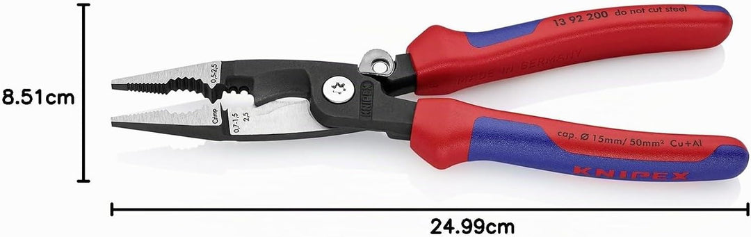 Knipex Elektro-Installationszange schwarz atramentiert, mit Kunststoff überzogen 200 mm 13 81 200