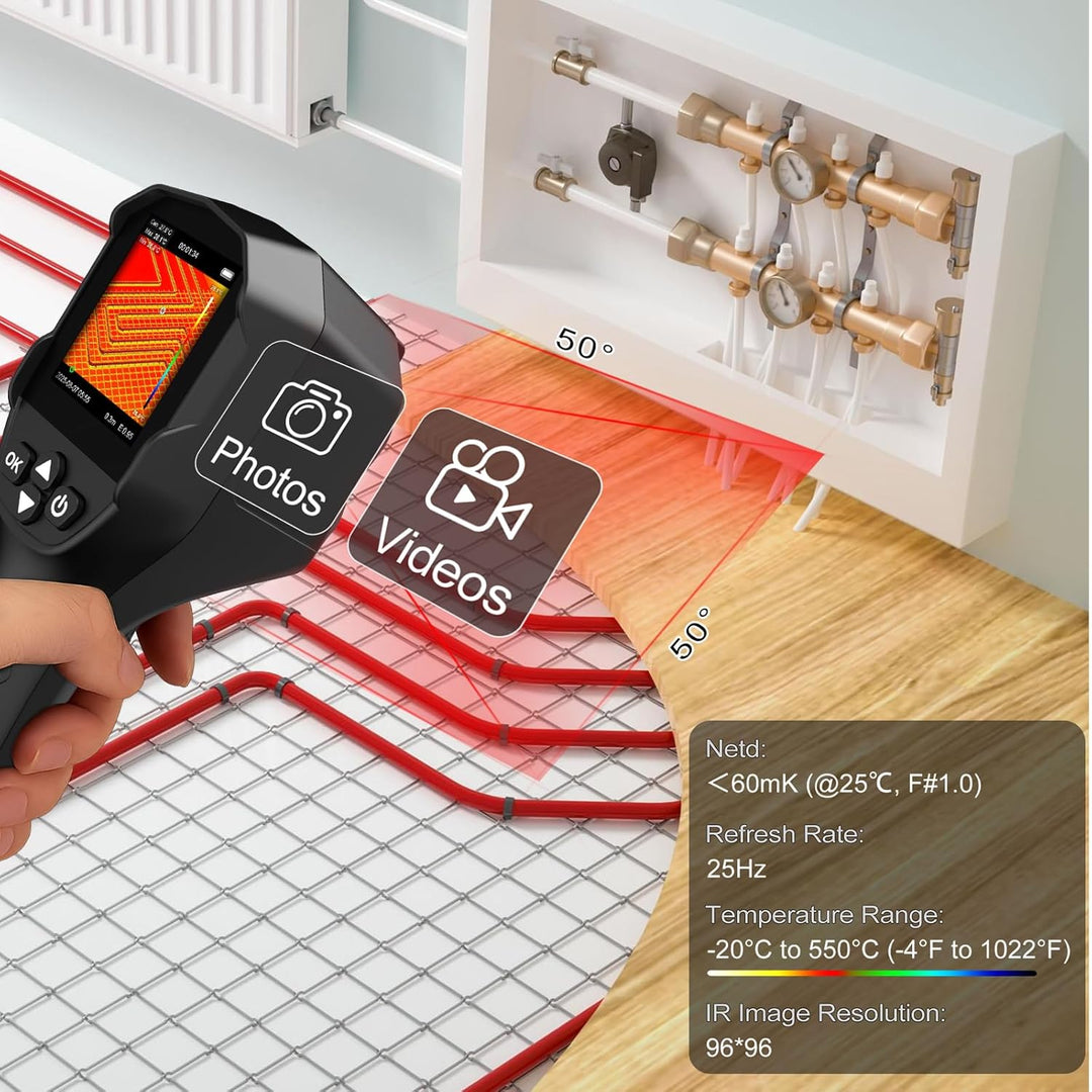 Handheld Wärmebildkamera, 96 * 96 IR Thermal Imaging Camera 25Hz TISR 240 * 240, -20°C bis 550°C, NE