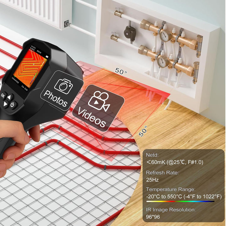 Handheld Wärmebildkamera, 96 * 96 IR Thermal Imaging Camera 25Hz TISR 240 * 240, -20°C bis 550°C, NE