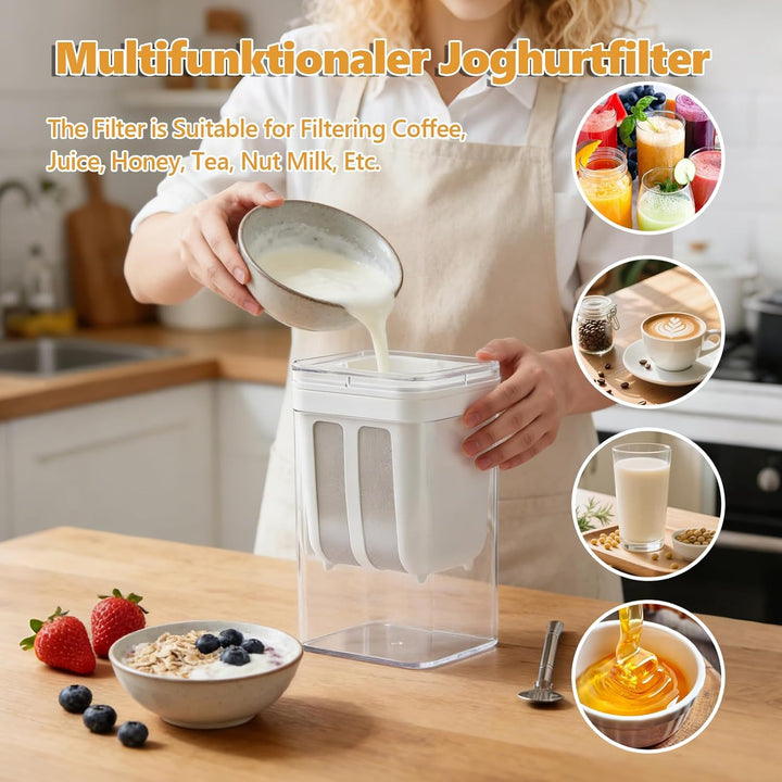 Joghurtbereiter, Frischjoghurt, Griechischer Joghurt, Greek Yogurt Maker, Milchsäuregärung, 1100 ml
