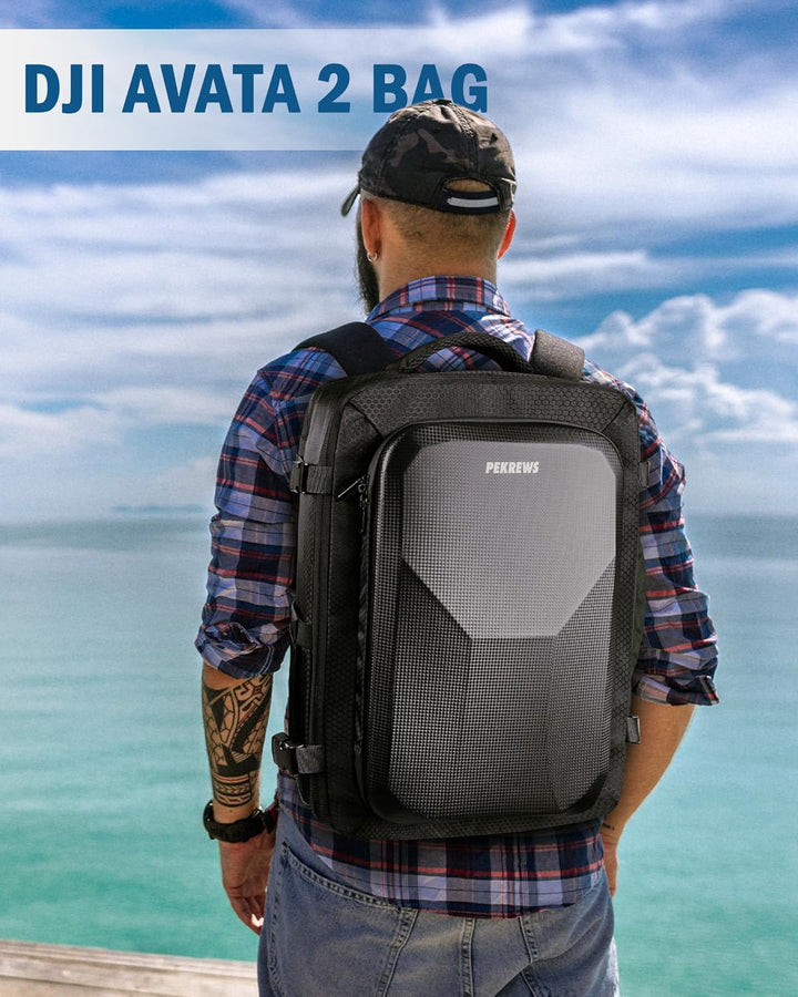 PEKREWS Avata 2 Tasche, Erweiterbar Handgepäck Rucksack für DJI Goggles 3, RC Motion 3, Hartschale T