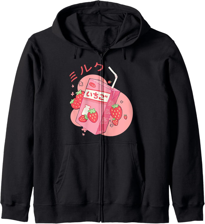 Funny Retro 90s Japanese Kawaii Strawberry Milk Shake Kapuzenjacke
