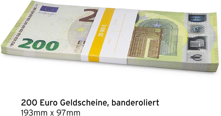 Litfax GmbH 200€ Euroschein/Euro-Geldscheine ca. 199x103 mm/banderoliert, je Pack. 75 Stück (5 PG) …