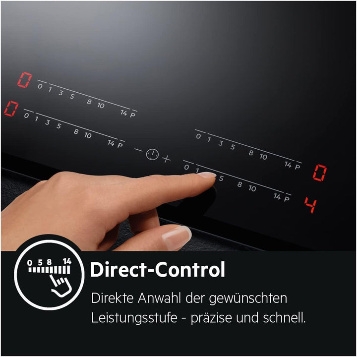 AEG IKB64431XB Autarkes Kochfeld/Induktion/Hob²Hood/Slider-Bedienung / 60 cm/Edelstahlrahmen / 4 Koc