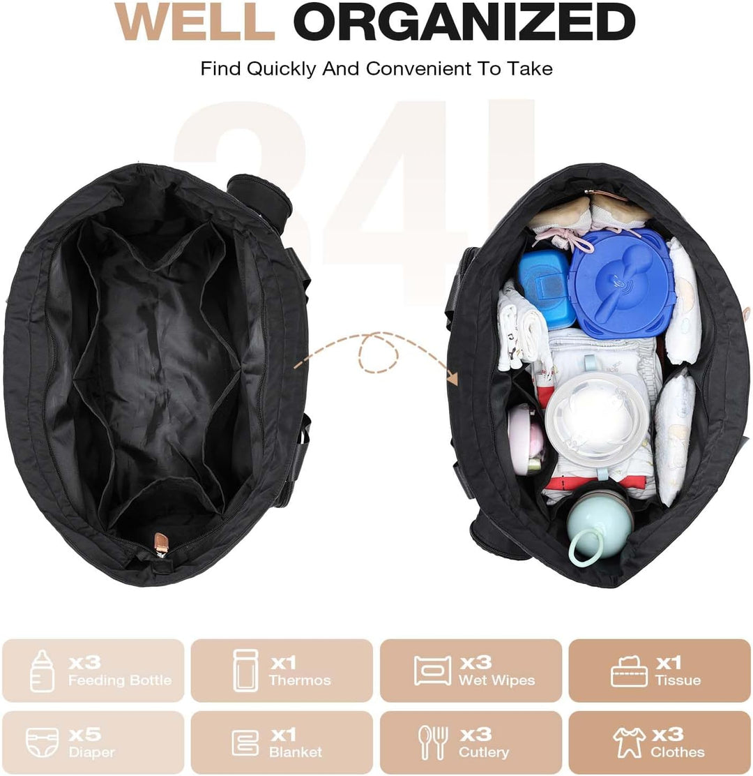Lekesky Wickeltasche mit Schnullertasche und Wickelunterlage, Grosse Reisewindeltasche für Mama und