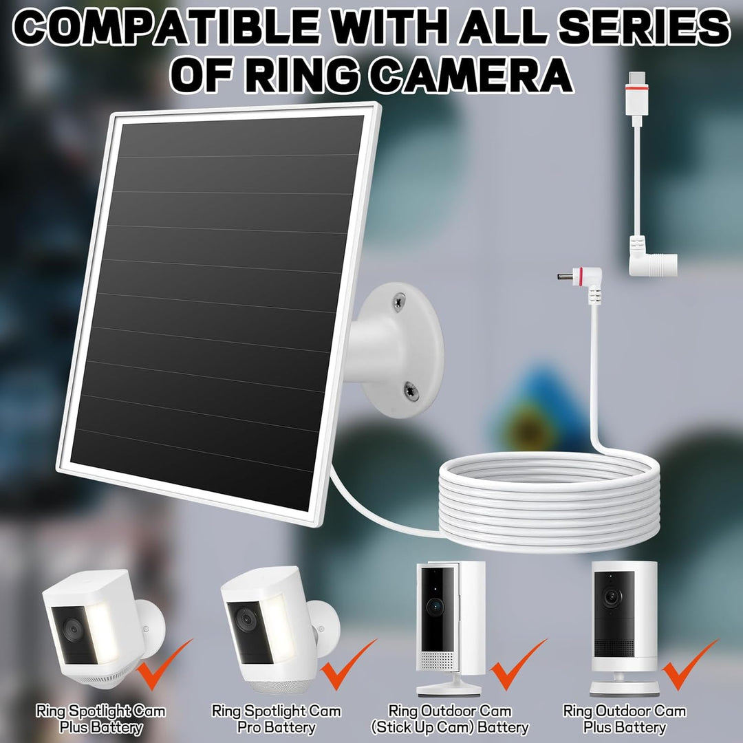6W Solarpanel für Ringkamera, Netzladegerät mit Kontrollleuchte, 2 Schnelllade-Solarladegeräte für R
