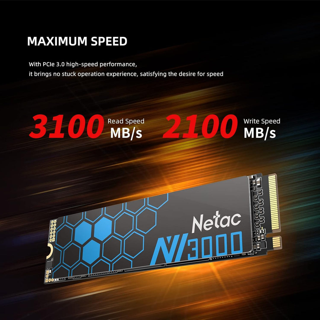 Netac M.2 SSD 250GB Intern - NVMe SSD - PCIE 3.0 M.2 2280 3300 MB/S für PC und Laptop, 3D Nand Schwa